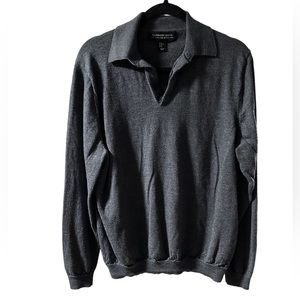 Men’s Harrison Davis collared v- neck merino extra fine wool sweater size XL